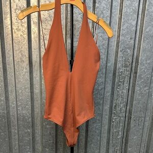 Kids Rust Halter One-Piece Swimsuit